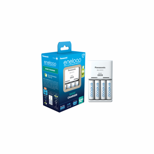 Panasonic Eneloop Basic Charger BQ-CC51 incl. 4xAA K-KJ51...