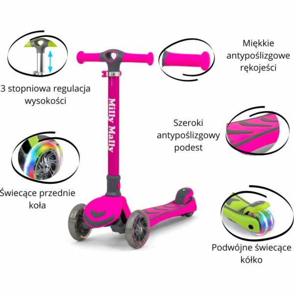 Dětská koloběžka Milly Mally Scooter Boogie růžová