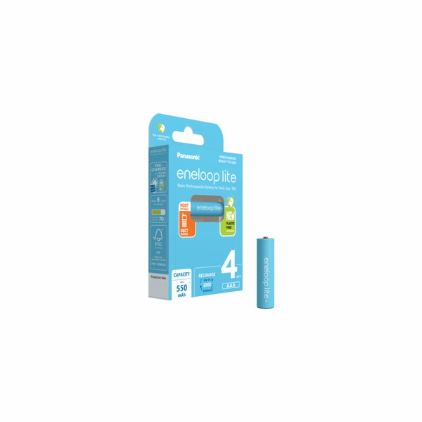 1x4 Panasonic Eneloop lite Micro 550mAh AAA Ni-MH    BK-4...
