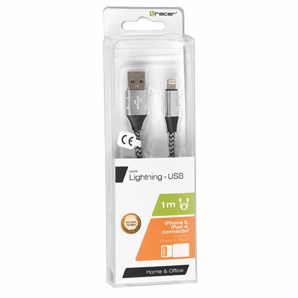 Tracer 46268 Lighting USB 2.0 Iphone AM 1m Black Silver