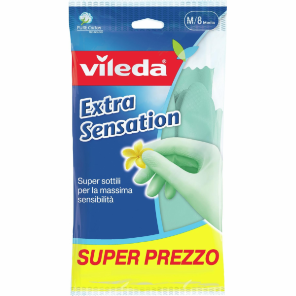 Vileda Extra Sensation Rukavice pro domácnost Zelená Bavl...