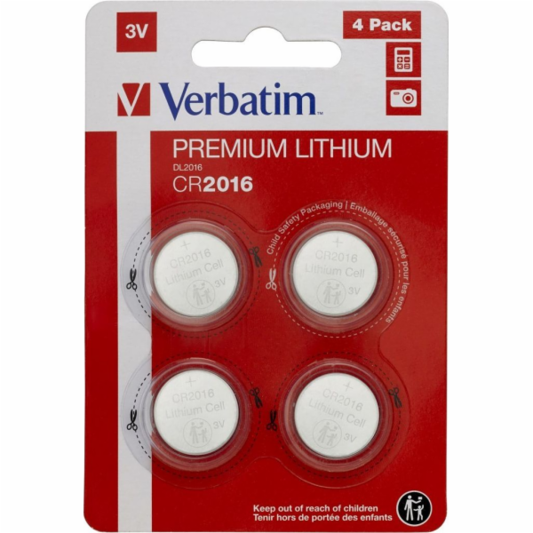 VERBATIM Lithium baterie CR2016 3V 4 Pack