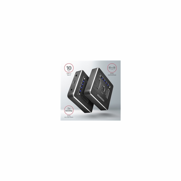 AXAGON ADSA-M2C, USB-C 3.2 Gen 2 -  2x M.2 NVMe SSD CLONE...