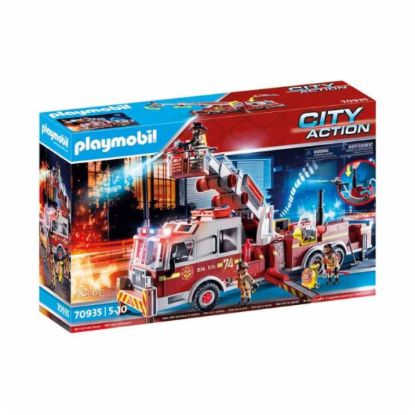 Hasičské auto Playmobil, Hasiči, auto se světly; 113 dílk...