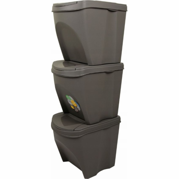 Prosperplast Odpadkový koš SORTIBOX 3 x 25 l šedý kámen