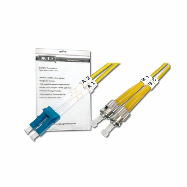 Digitus Fiber Optic Patch Cord, LC to ST, Singlemode, OS1...