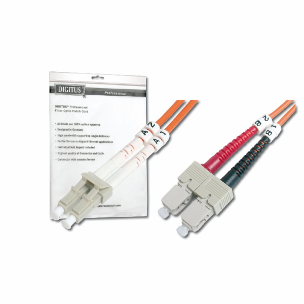 Digitus Fiber Optic Patch Cord, LC to SC Multimode, OM1, ...