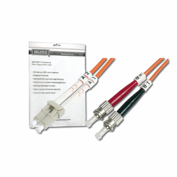 Digitus Fiber Optic Patch Cord, LC to ST Multimode, OM2, ...