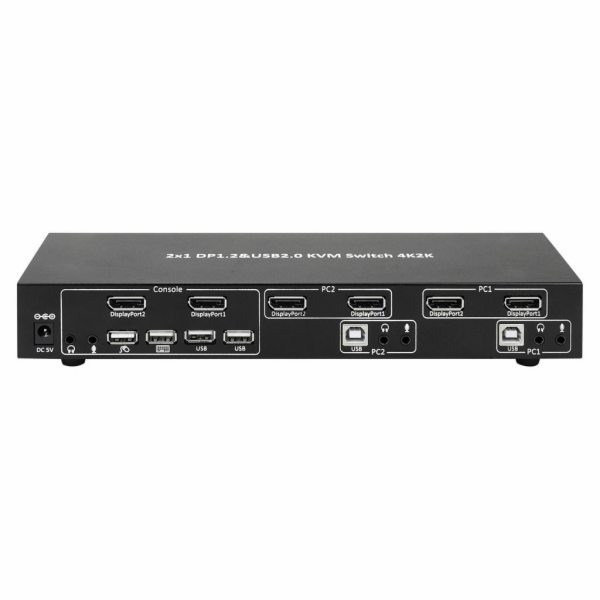 Techly IDATA DP-KVM2 konzolový (KVM) přepínač Černá