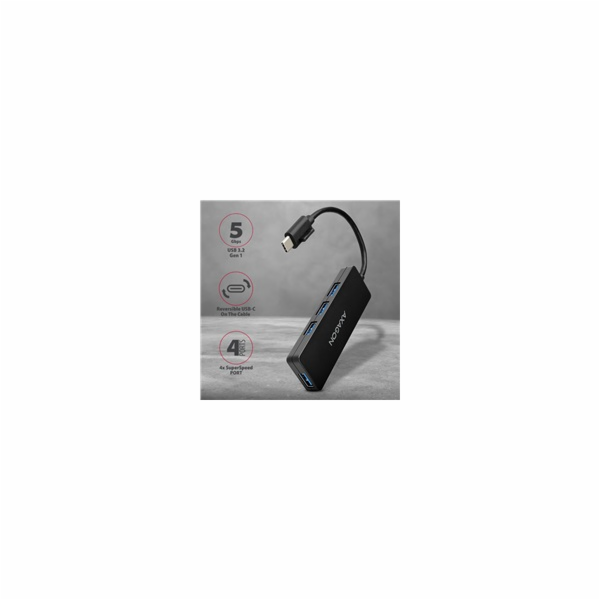 AXAGON HUE-G1C, 4x USB 3.2 Gen 1 SLIM hub, kabel Type-C 1...