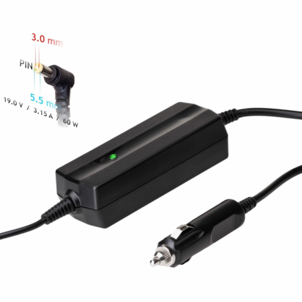 TRX Akyga napájecí adaptér do auta/ 19V/ 3,16A/ 60W/ 5,5x...