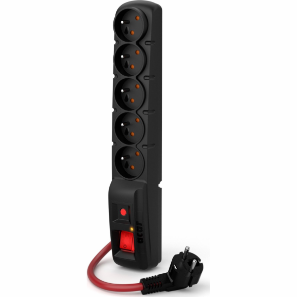 Acar F5 10m kabel, 5 zásuvek, přepěťová ochrana, max.prou...