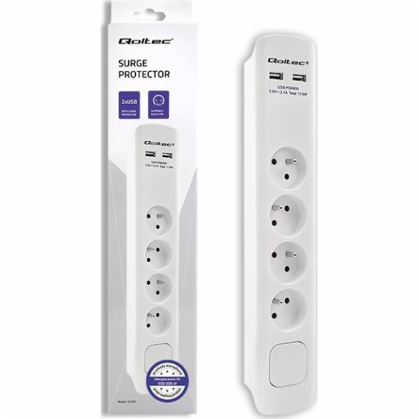 Qoltec 50282 surge protector White 4 AC outlet(s) 230 V 1...