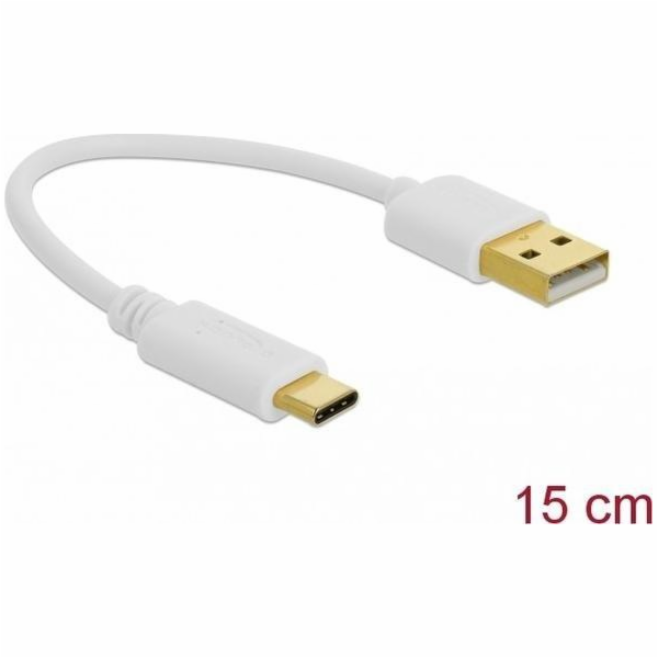 Delock Nabíjecí kabel USB Typu-A na USB Type-C, délky 15 cm