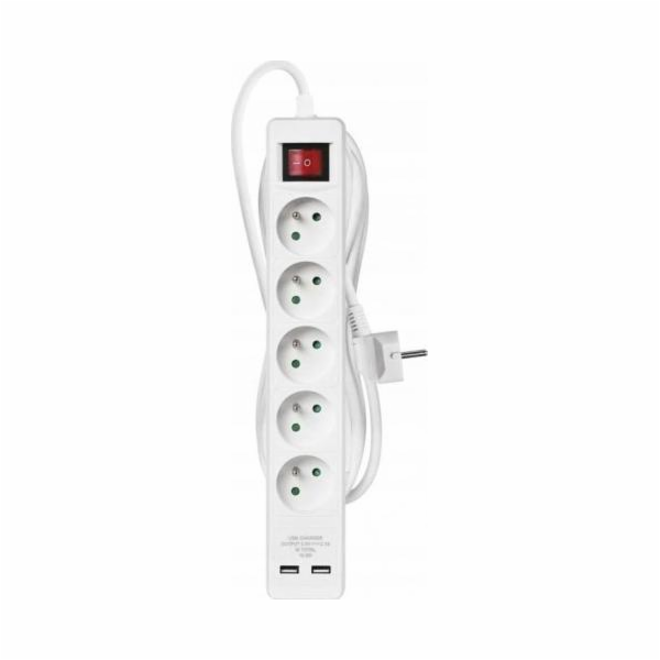 Prodlužovací kabel 3m / 5 zásuvek / s vypínačem / bílý / ...