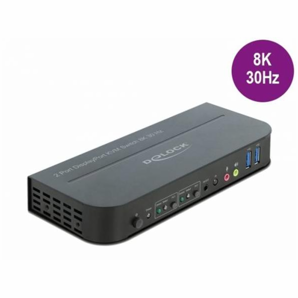 DeLOCK DisplayPort 1.4 KVM přepínač 8K 30 Hz s USB 3.2 Ge...