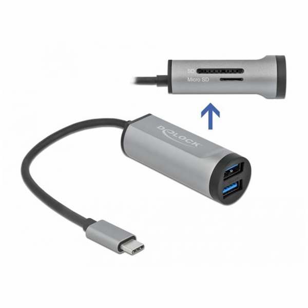 Delock Hub USB 3.2 Gen 1 se 2 porty a s připojením USB Ty...