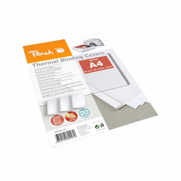 PEACH Thermal Binding Covers A4 1.5mm, white 20ks