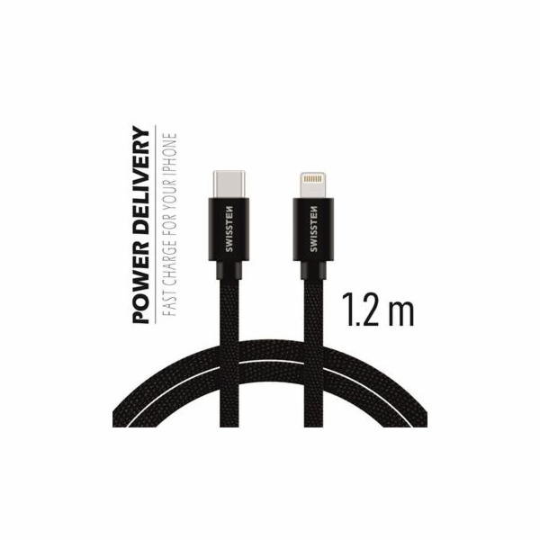 Swissten Datový Kabel Textile USB-C / Lightning 1,2 M Černý