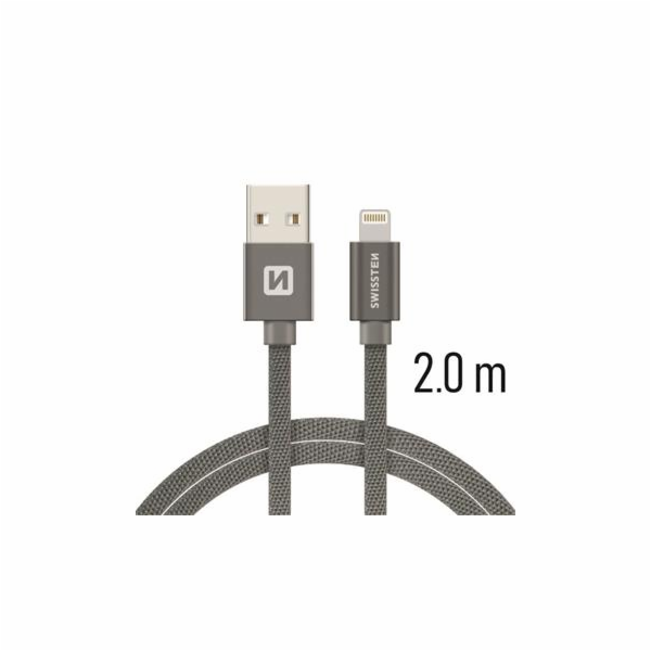 Swissten Datový Kabel Textile Usb / Lightning 2,0 M Šedý