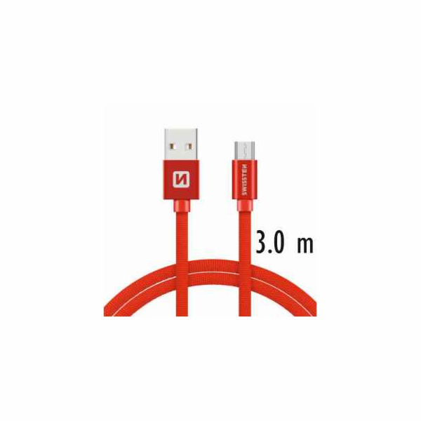 Swissten Datový Kabel Textile Usb / Micro Usb 3,0 M Červený