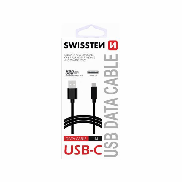 Swissten Datový Kabel Usb / Usb-C Černý 1,5M (9Mm)