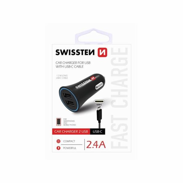 Swissten Cl Adaptér 2,4A Power 2X Usb + Kabel Usb-C
