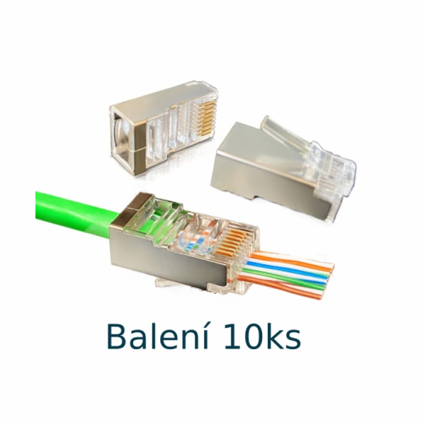 W-Star  Konektor FTP RJ45EZ Cat6 10ks pozlacený 6SLD pass...