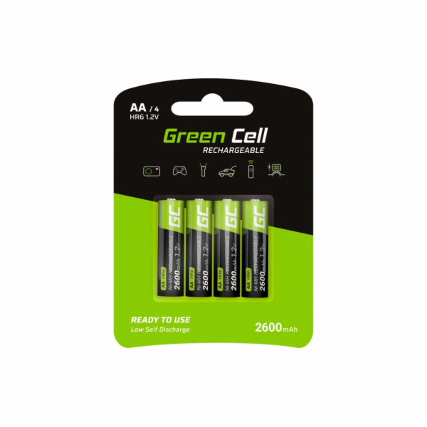 Green Cell Rechargeable Batteries 4x AA R6 2600mAh