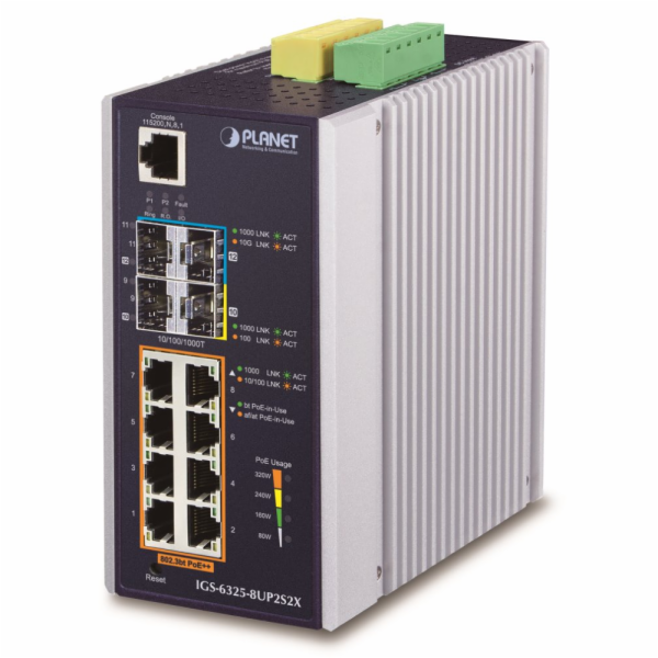 Planet IGS-6325-8UP2S2X průmyslový L3 switch, 8x1Gb, 2x2....