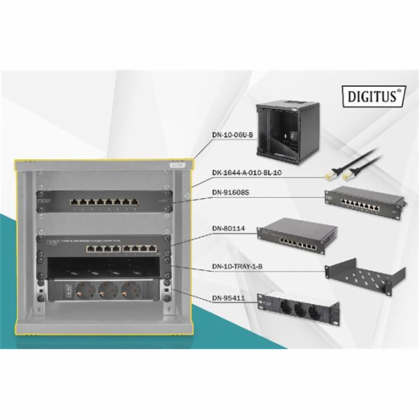 Digitus "Síťová sada 254 mm (10") - 6U, 312 x 300 mm (Š x...