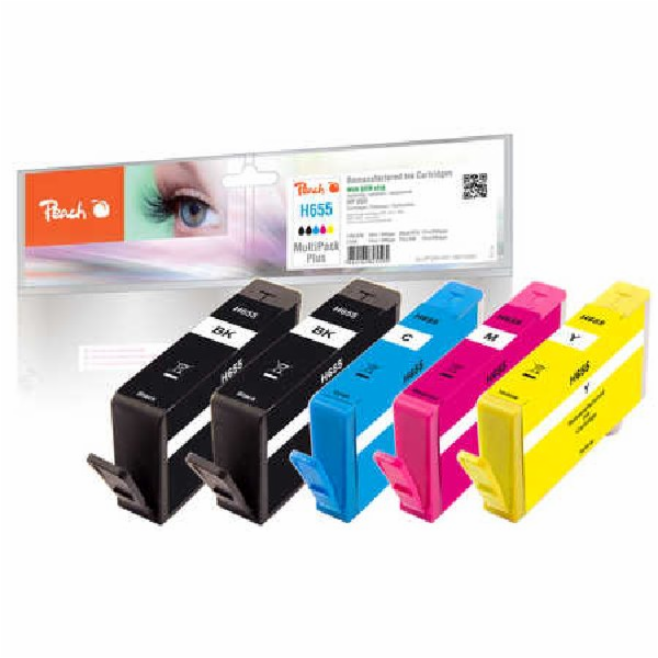 Peach HP No 655 MultiPack Plus, 2xbk, c, m, y, 2x19ml, 3x...