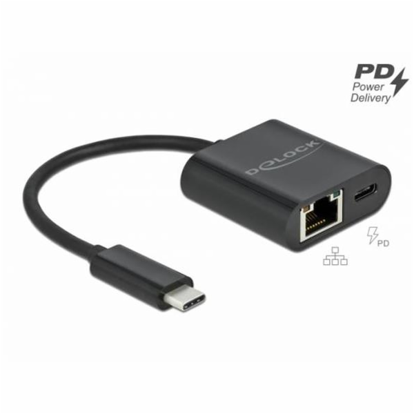 Adaptér DeLOCK USB-C na gigabitovou LAN s portem PD