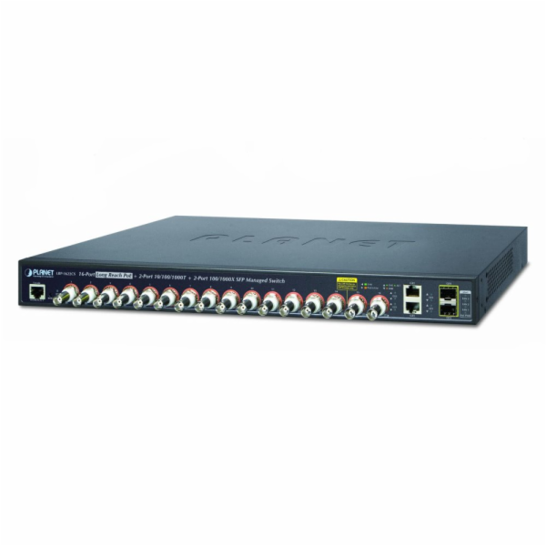 Planet LRP-1622CS, COAX PoE switch, 16x 100Base-TX, 2x SF...