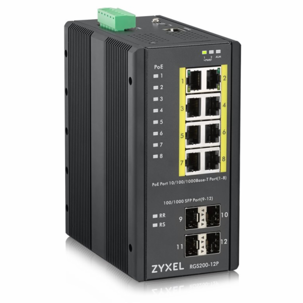 Zyxel RGS200-12P, 12 Port managed PoE Switch, 240 Watt Po...