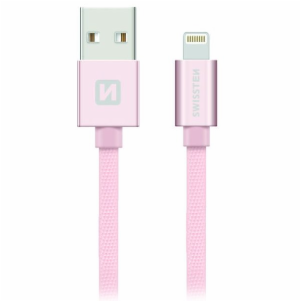 Swissten Datový Kabel Textile Usb / Lightning 1,2 M Růžov...