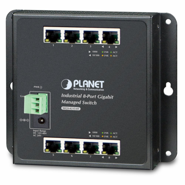 Planet WGS-4215-8T plochý L4 switch, 8x1Gb, 12-48VDC/24VA...