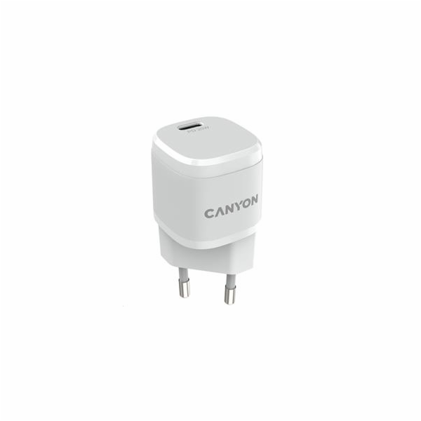 CANYON nabíječka do sítě H-20-05, 1x USB-C PD 20W, bílá