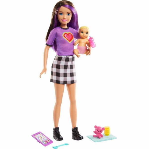 Lalka Barbie Opiekunka + bobas + akcesoria GRP11