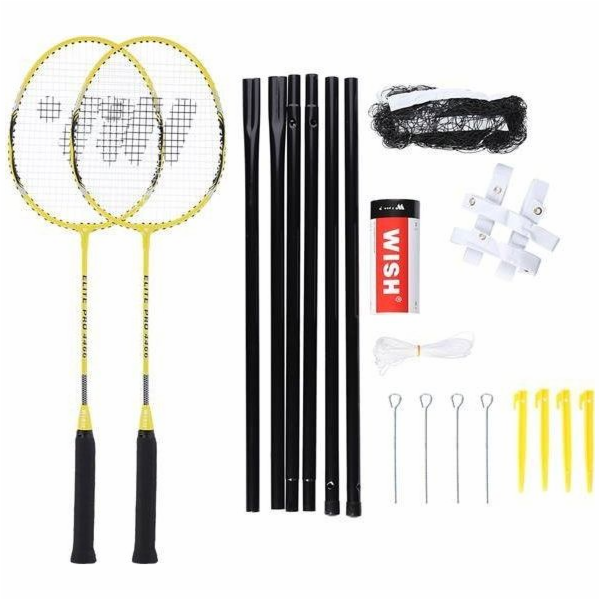 WISH Alumtec 4466 Badminton Rocket Set Yellow 2 PCS + Shu...