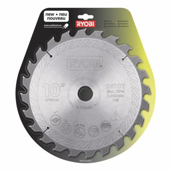 Ryobi HM-Kreissägeblatt SB254T24A1, Ř 254mm, 24Z (Bohrung...