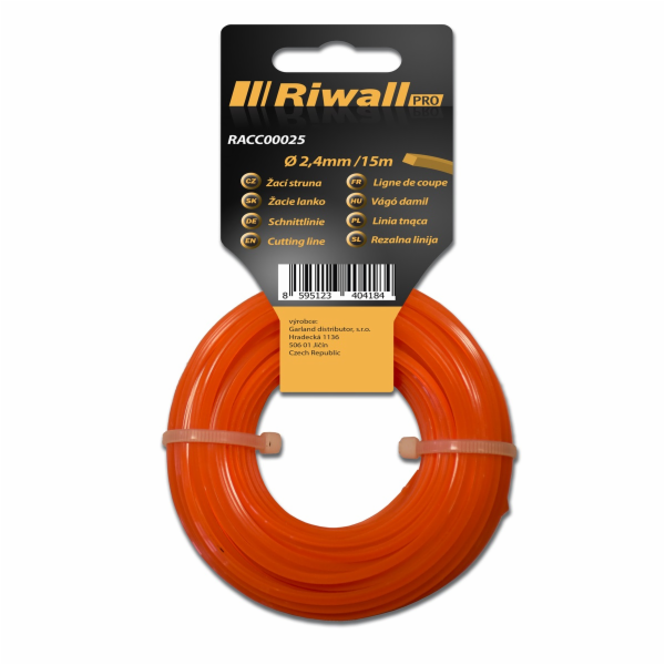 Riwall PRO Žací struna pr. 2,4mm, délka 15m, čtvercový pr...
