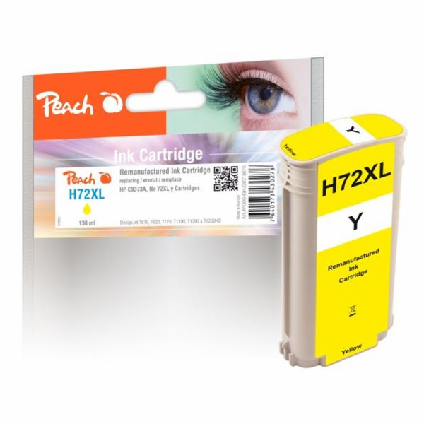 PEACH kompatibilní cartridge HP No. 72 (XL), žlutá, C9373...