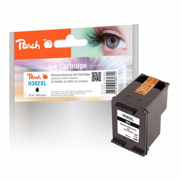 PEACH kompatibilní cartridge HP F6U68A, No 302, black, XL