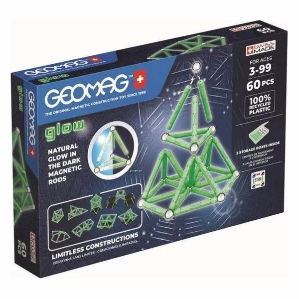 Geomag Magnetické bloky Glow Recycled 60 prvků