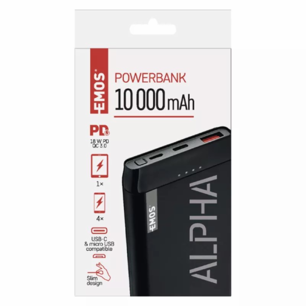 Emos Powerbank Alpha2 20, 20000 mAh, 10 W, černá