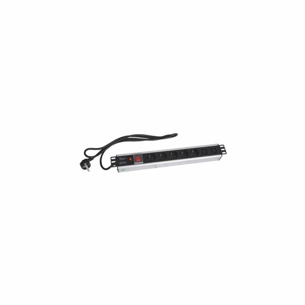 19" napájecí panel OC 5x230V+2xIEC 2m PPO SW Black