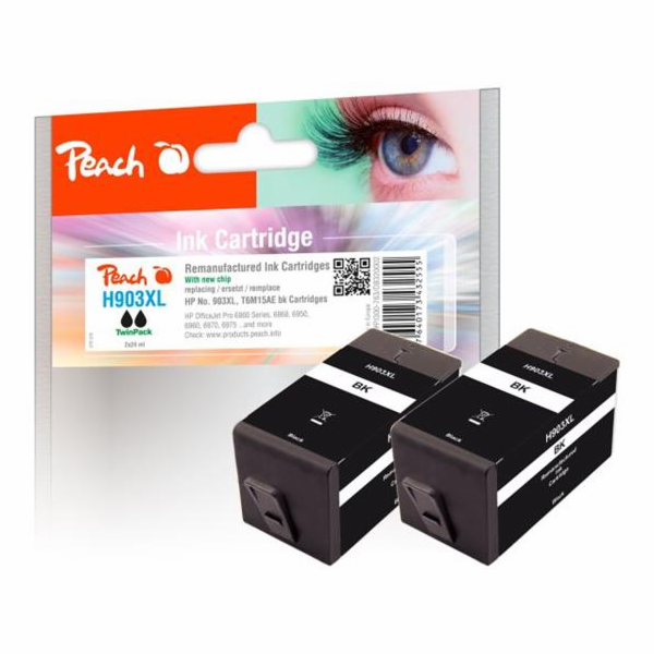 PEACH kompatibilní cartridge HP No. 903XL, černá, Twin-Pack