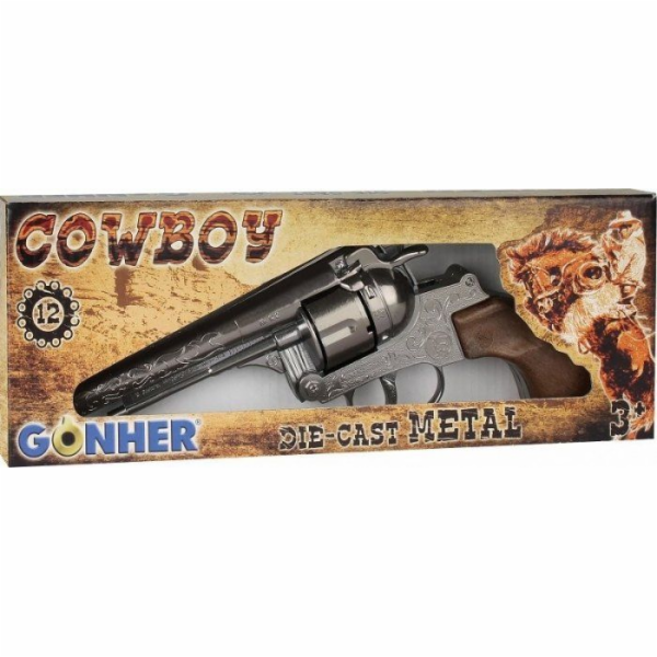Kovový 12ranný kovbojský revolver