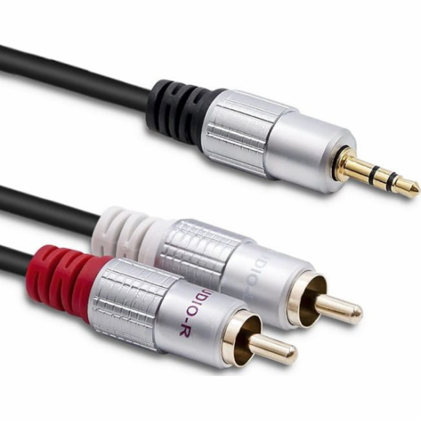 Kabel Qoltec Jack 3,5 mm – RCA (Cinch) x2 3 m černý (1_78...